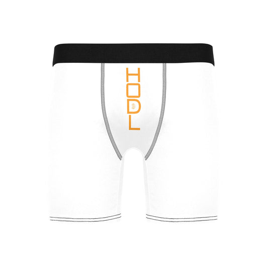 HODL Crypto Boxer Briefs • Men’s Long Leg Underwear • $BTC All‑Over Print • Soft Stretch