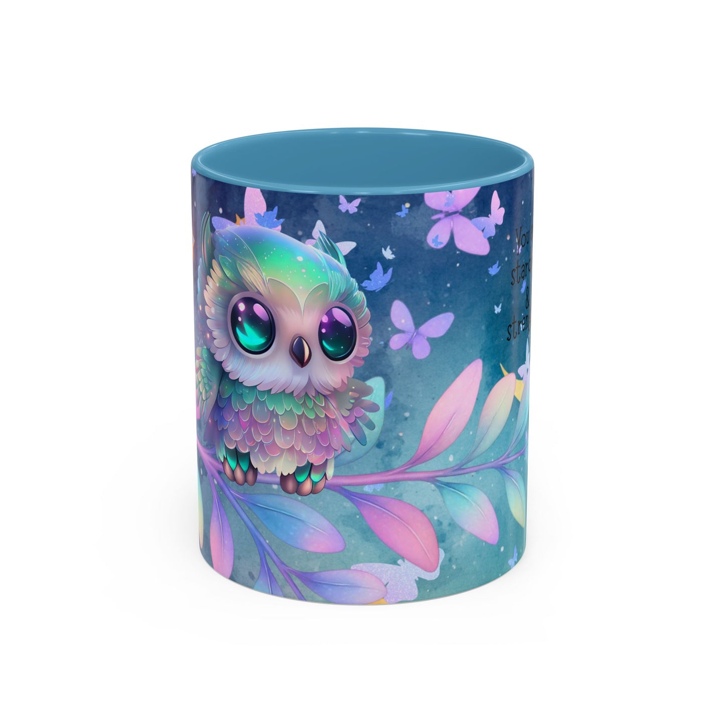Cute Owl Coffee Mug – "You Are Stardust & Strength" Accent Ceramic Mug