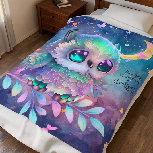 Celie Owl Stardust & Strength Velveteen Plush Rainbow Owl Blanket