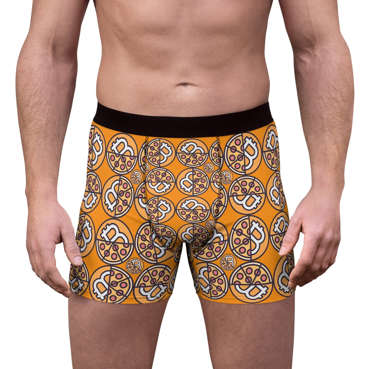 Bitcoin Pizza Boxer Briefs — Novelty Crypto Print Men's Underwear
