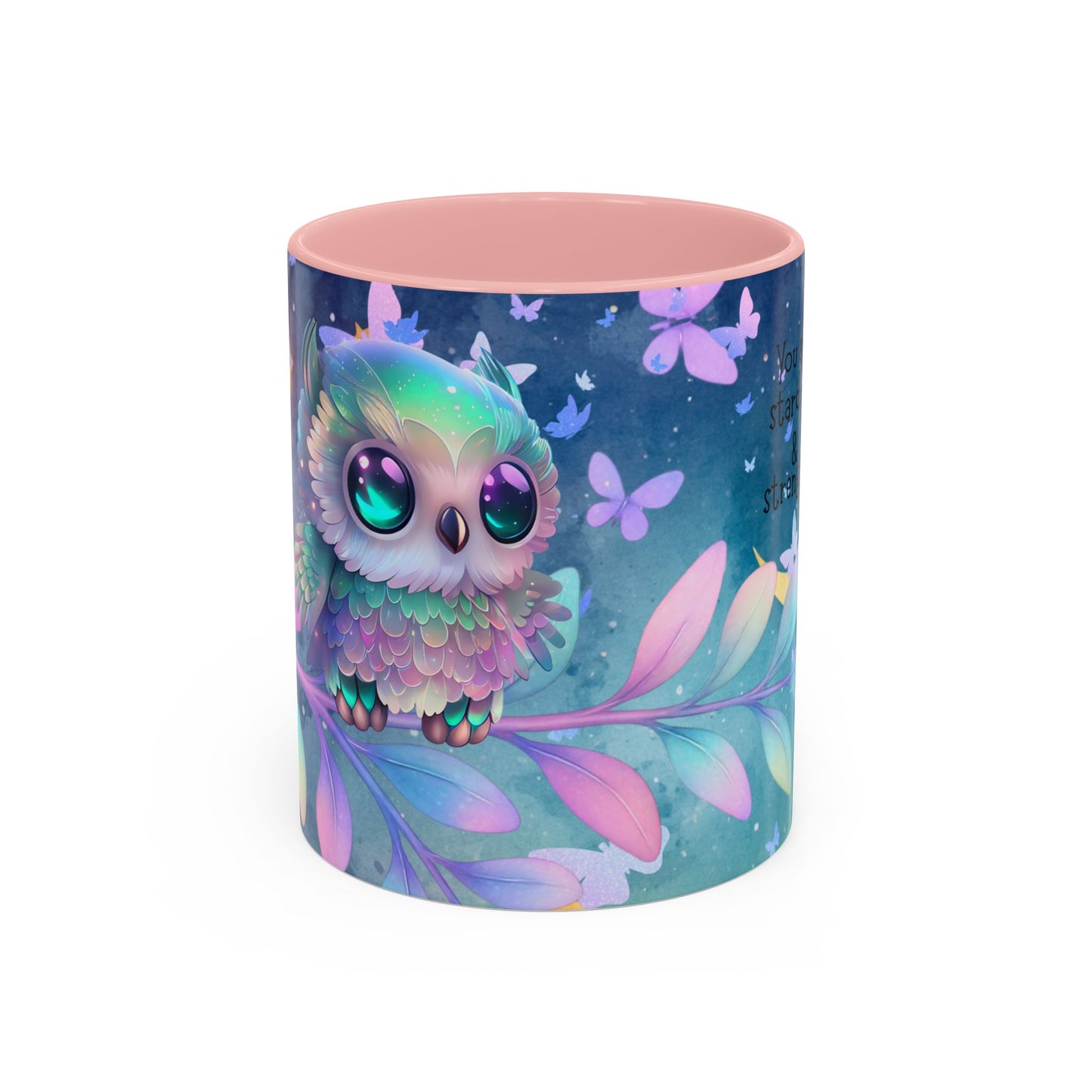Cute Owl Coffee Mug – "You Are Stardust & Strength" Accent Ceramic Mug