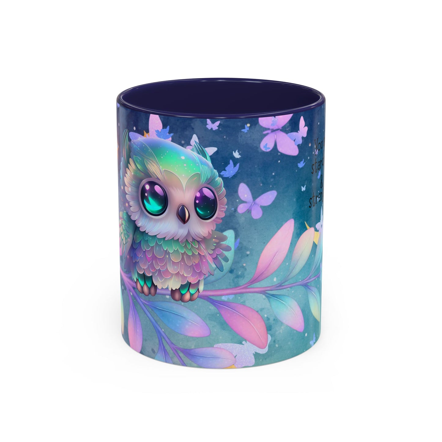 Cute Owl Coffee Mug – "You Are Stardust & Strength" Accent Ceramic Mug
