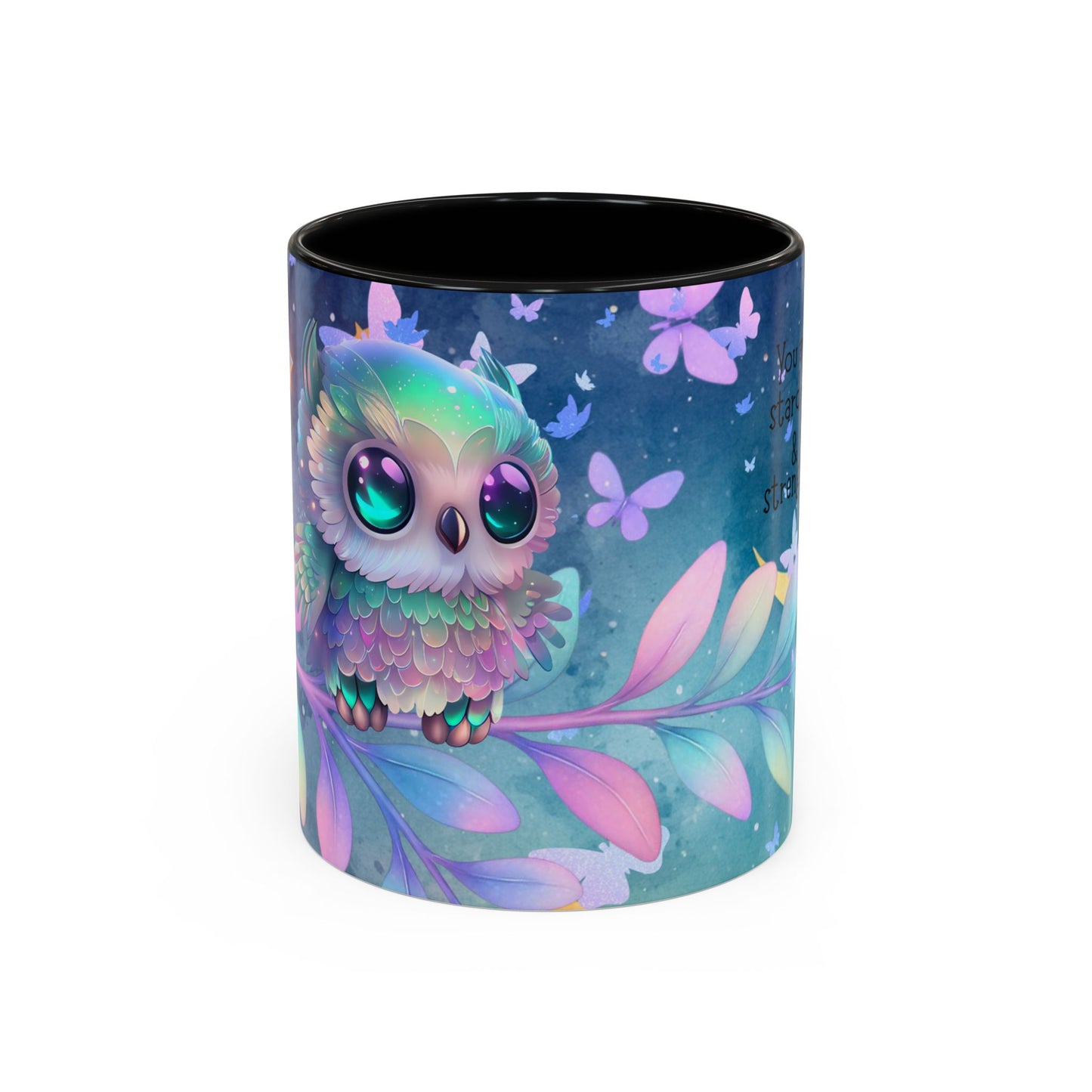 Cute Owl Coffee Mug – "You Are Stardust & Strength" Accent Ceramic Mug