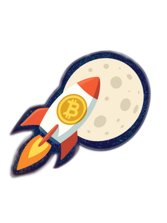 Bitcoin to the Moon Sticker | BTC Rocket Sticker | Crypto Gift | Handmade Paper Sticker -- Made in USA